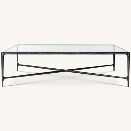 Used Restoration Hardware Thaddeus Black Glass Bronze Table for sale on AptDeco
