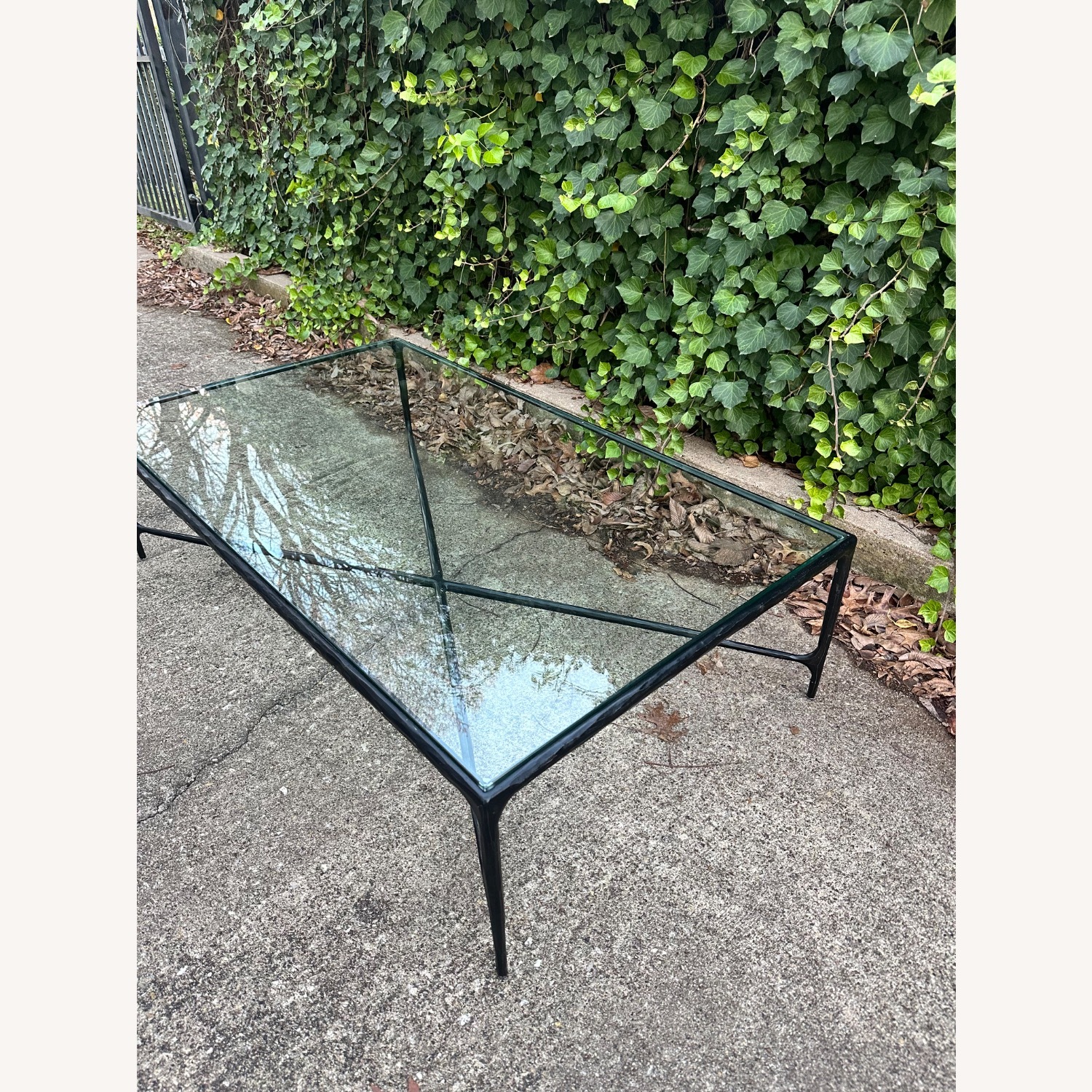 Restoration Hardware Thaddeus Black Glass Bronze Table - image-2