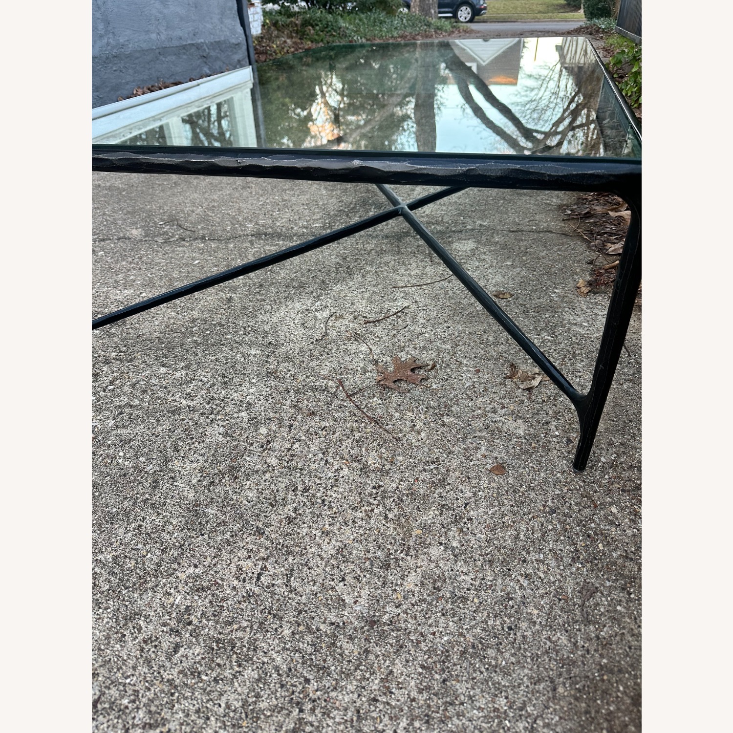 Restoration Hardware Thaddeus Black Glass Bronze Table - image-4