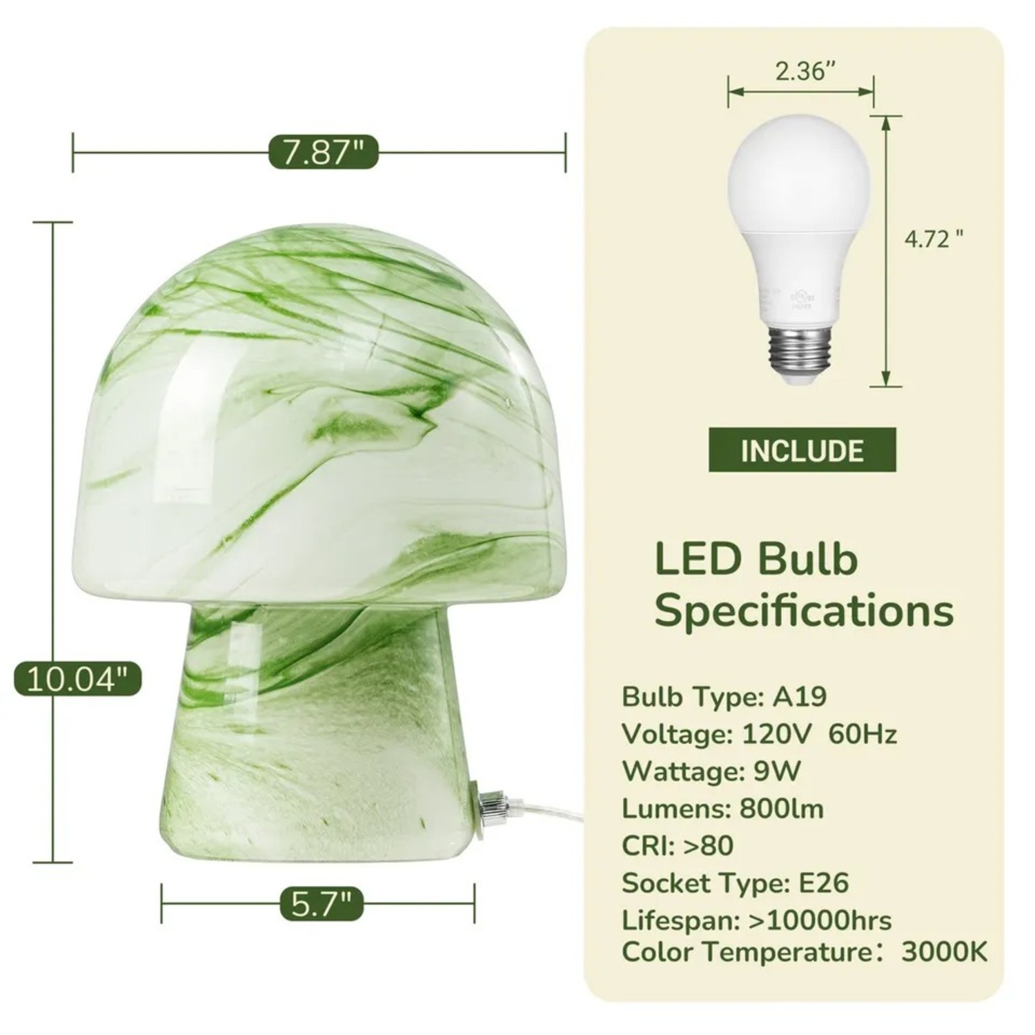 Green Glass Table Lamp - image-2