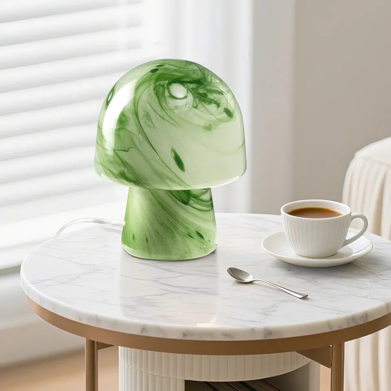 Green Glass Table Lamp - image-1
