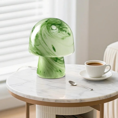 Used Green Glass Table Lamp for sale on AptDeco