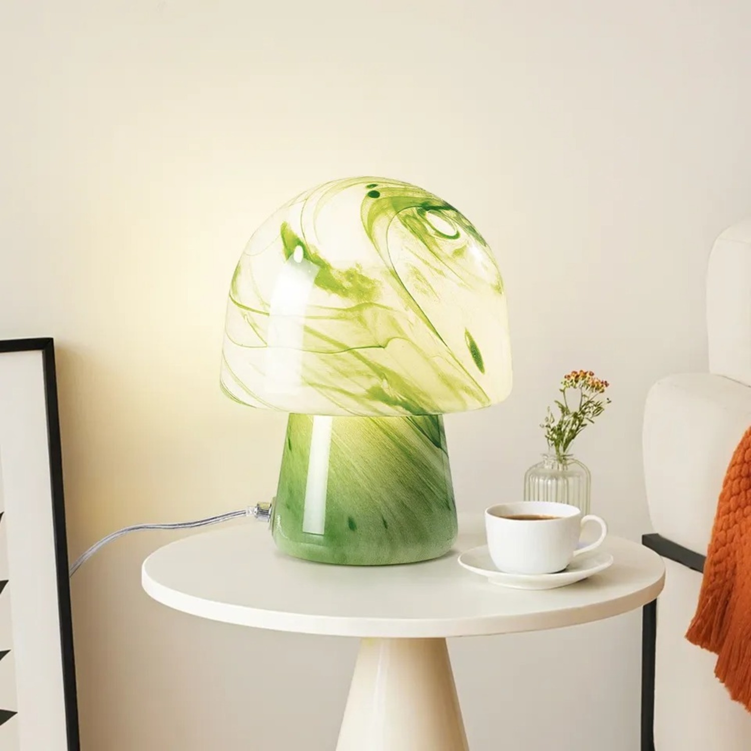 Green Glass Table Lamp - image-0