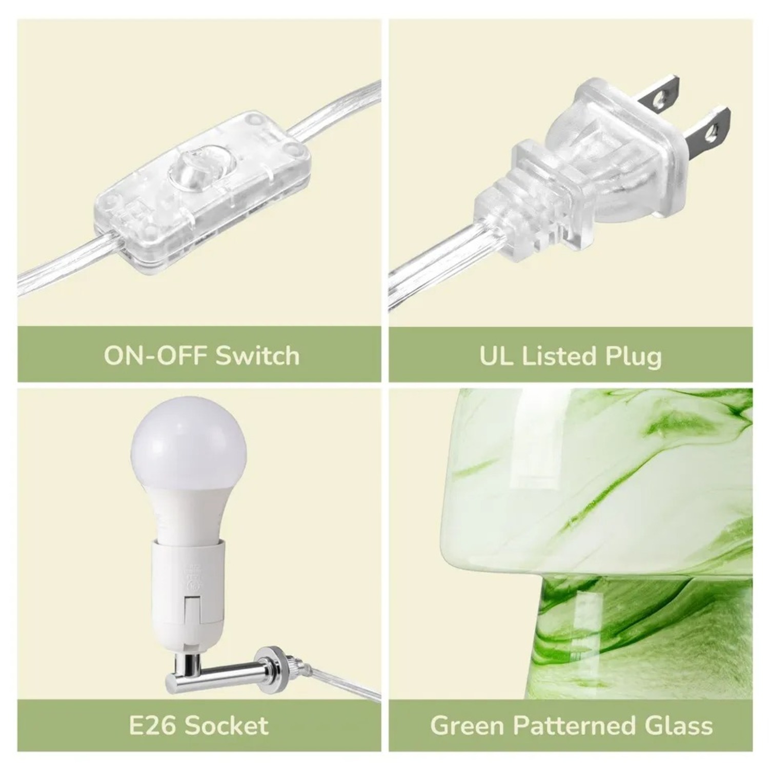 Green Glass Table Lamp - image-3