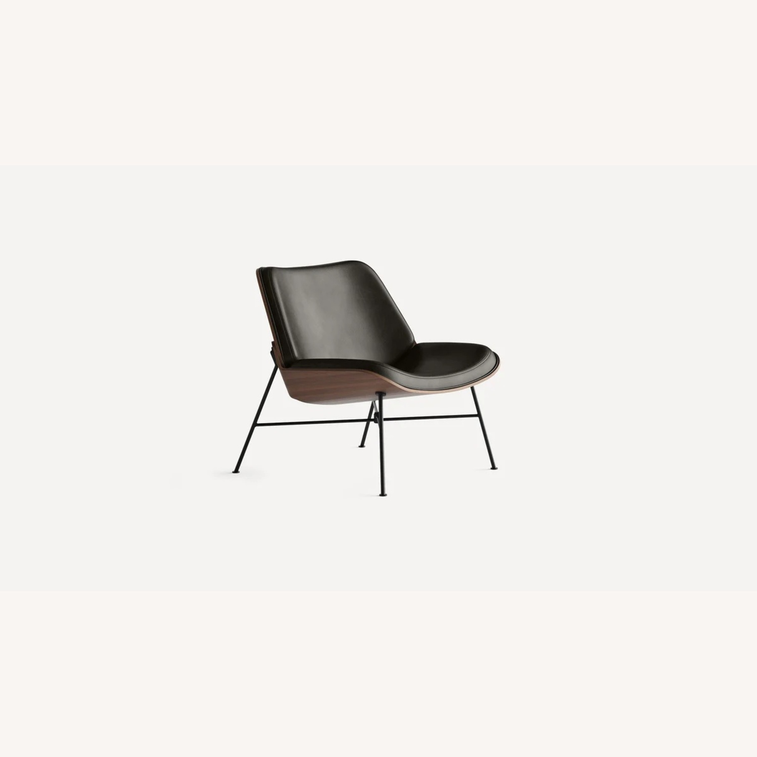 Burrow Vesper Black Leather Chair and Ottoman - image-0