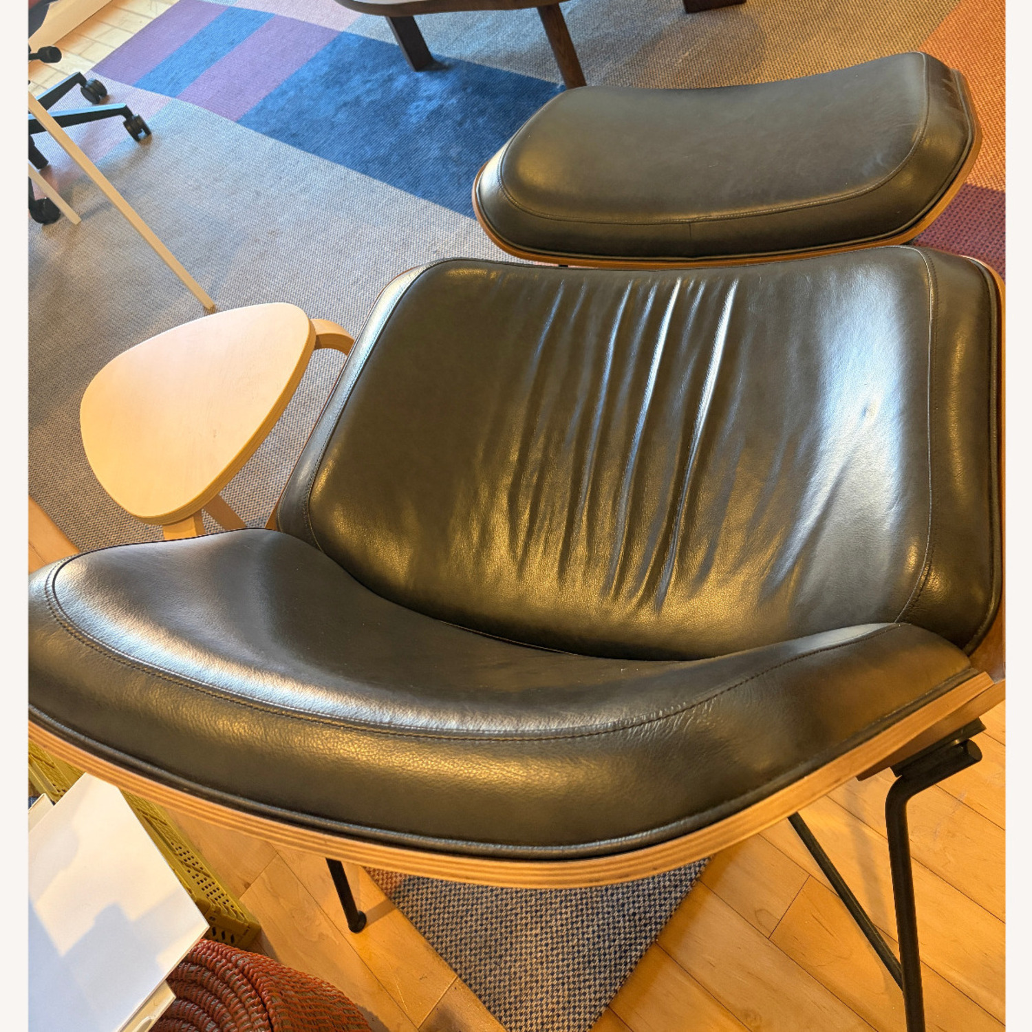 Burrow Vesper Black Leather Chair and Ottoman - image-5