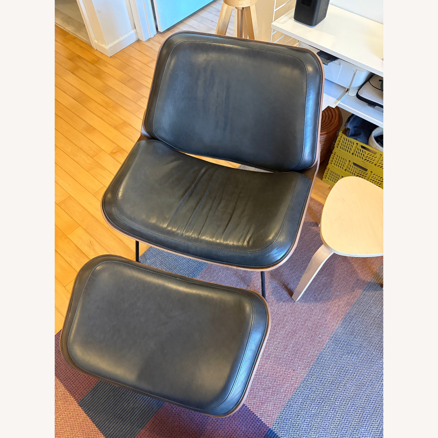 Burrow Vesper Black Leather Chair and Ottoman - image-2