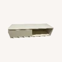 White Gloss Wood TV Stand with Media Storage