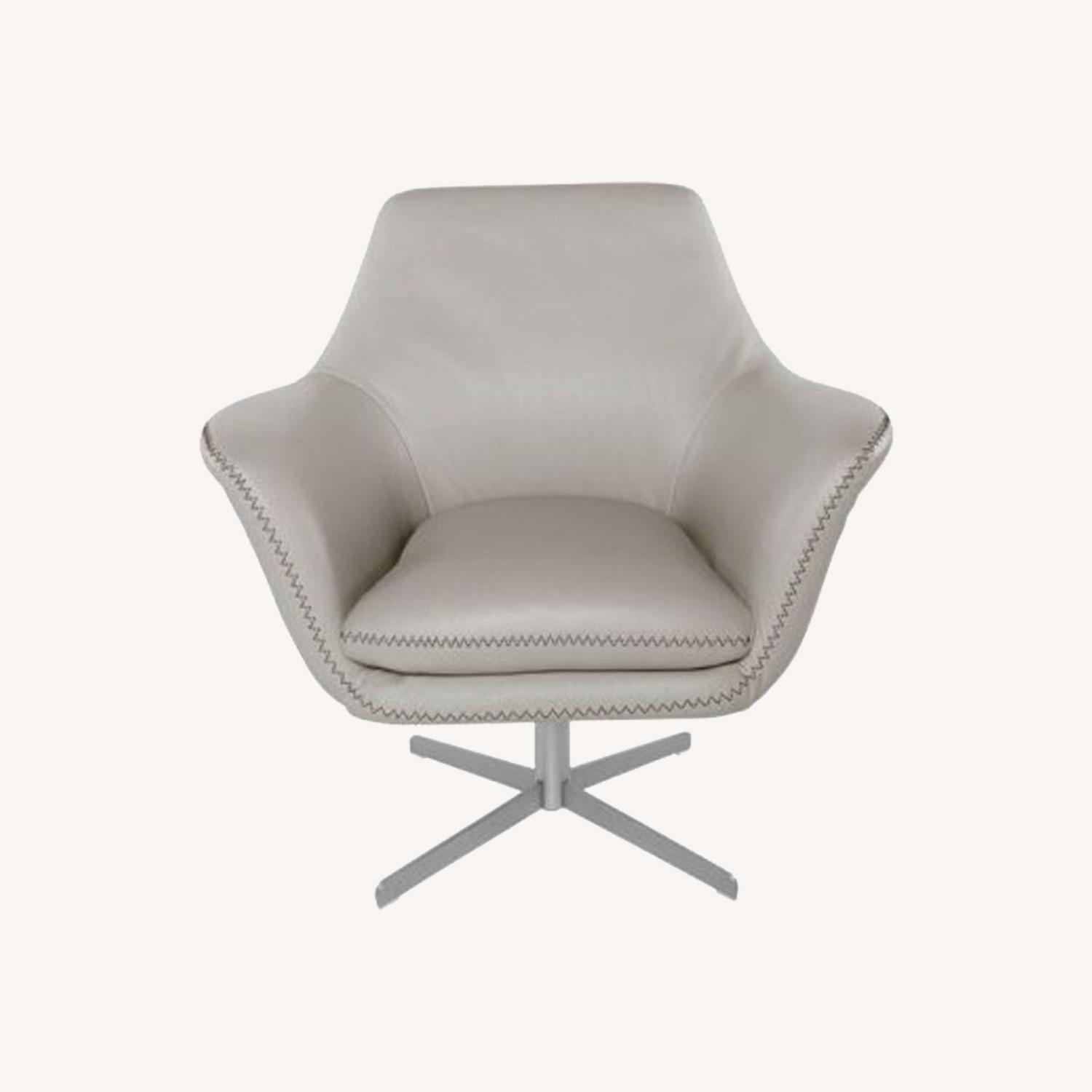 Modani Light Gray Leather Accent Chair - image-0
