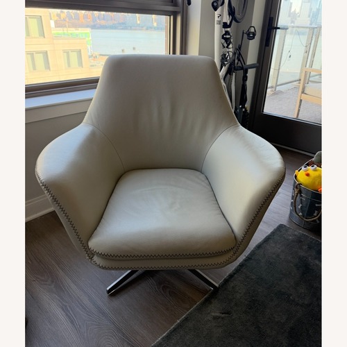 Used Modani Light Gray Leather Accent Chair for sale on AptDeco
