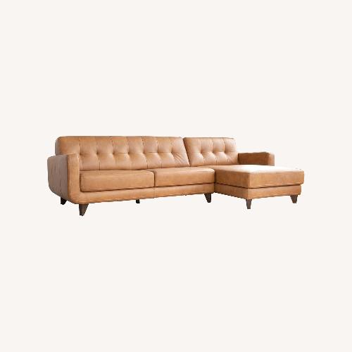 Used Wayfair Light Brown Leather 2 Piece Sectional for sale on AptDeco