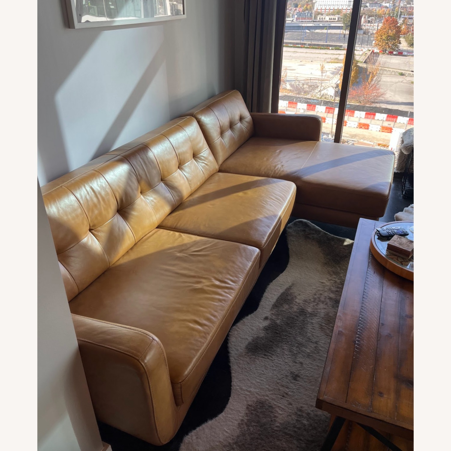 Wayfair Light Brown Leather 2 Piece Sectional - image-2