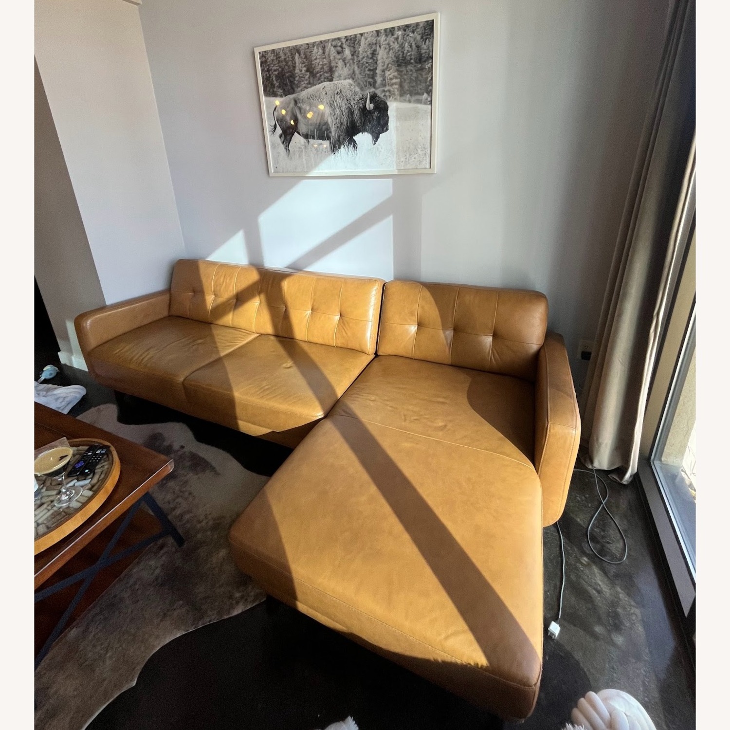 Wayfair Light Brown Leather 2 Piece Sectional - image-4