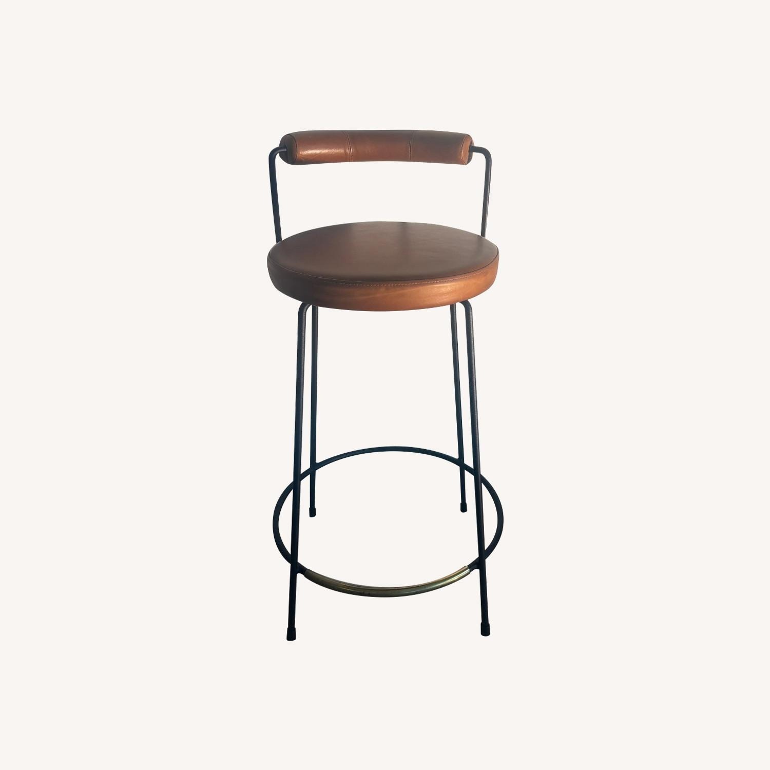 Australian Designed Light Brown Leather Stools - image-0