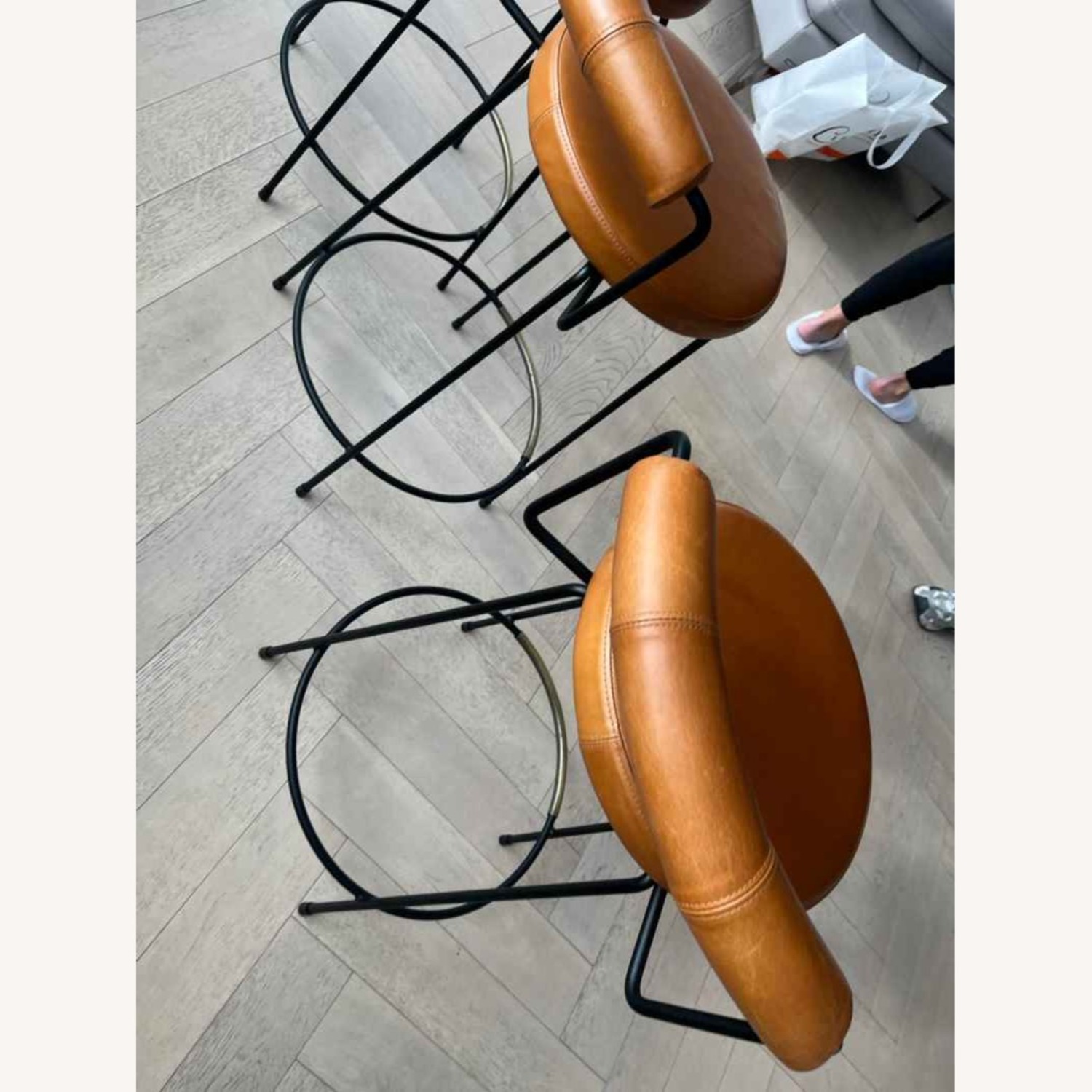 Australian Designed Light Brown Leather Stools - image-4