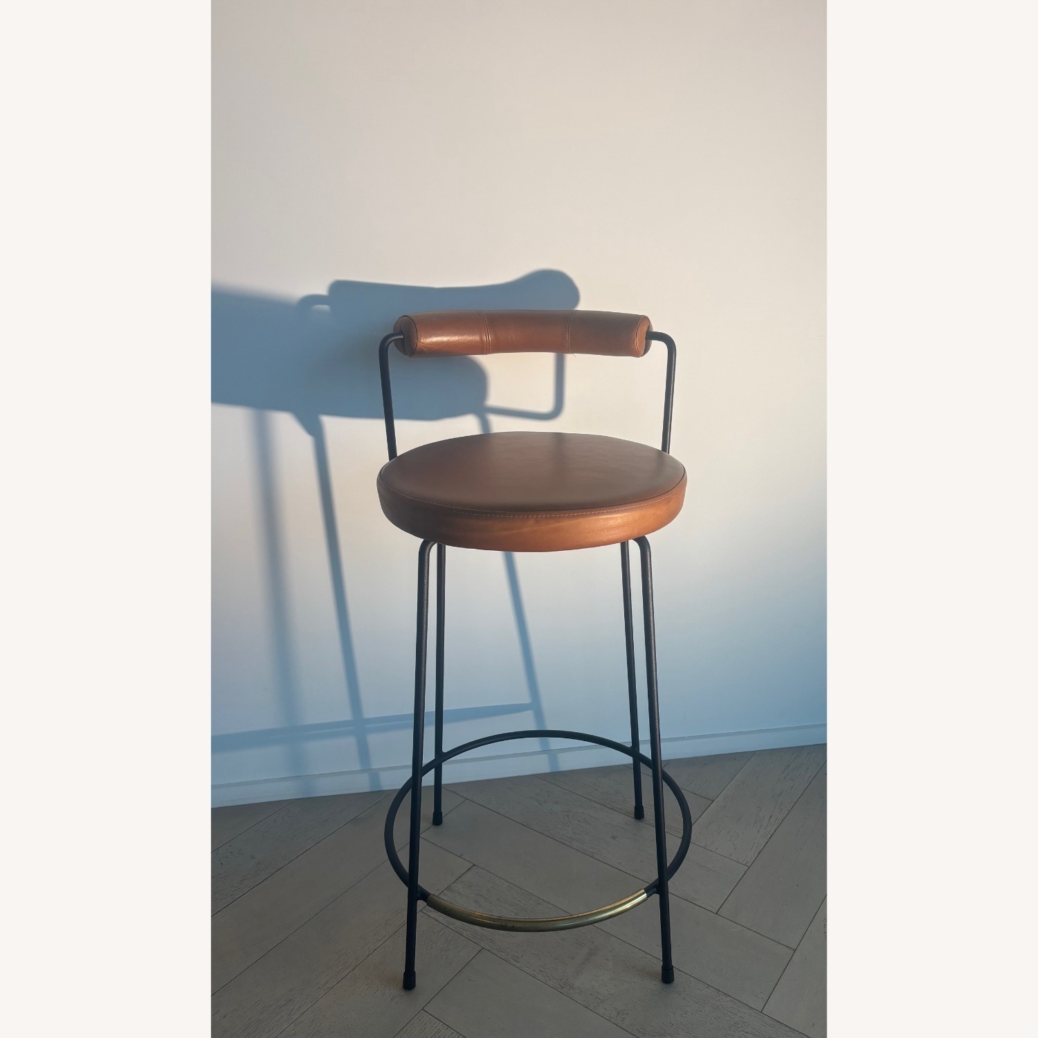 Australian Designed Light Brown Leather Stools - image-1