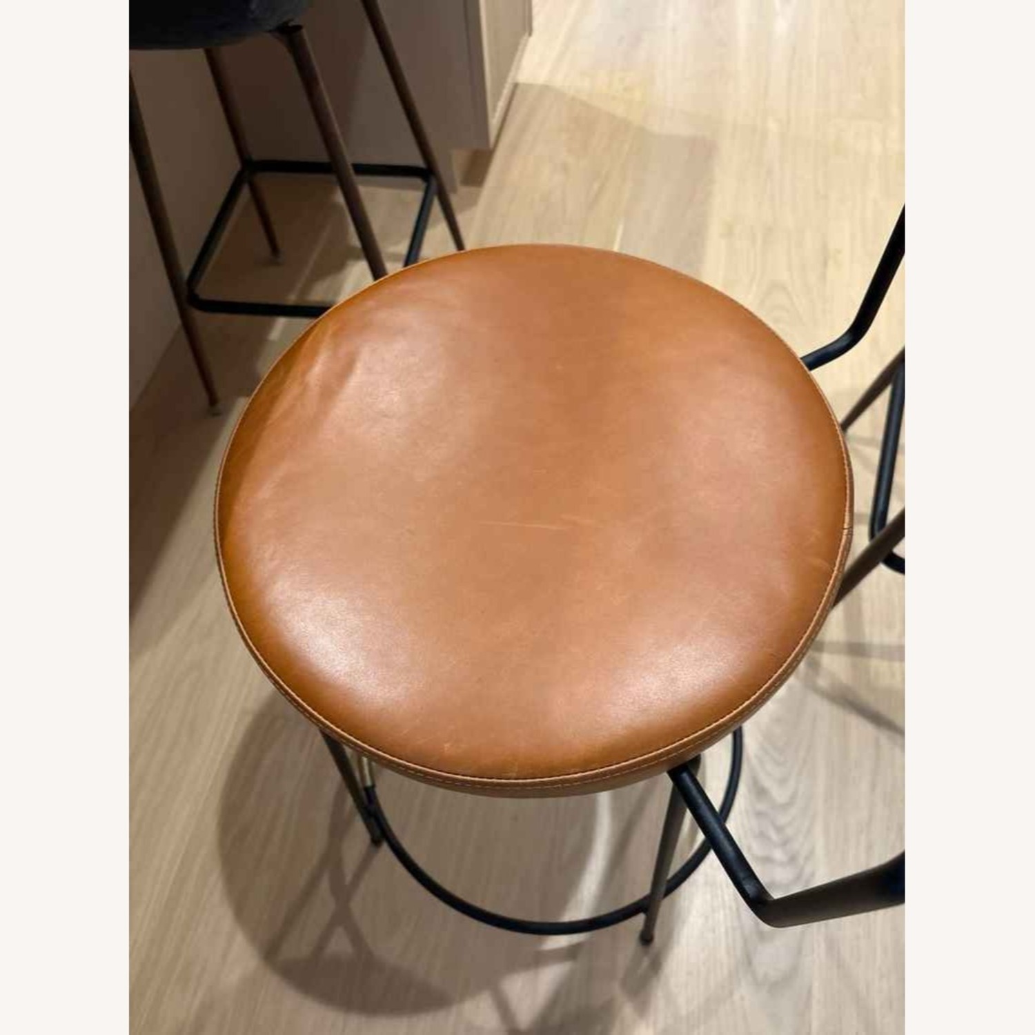 Australian Designed Light Brown Leather Stools - image-6