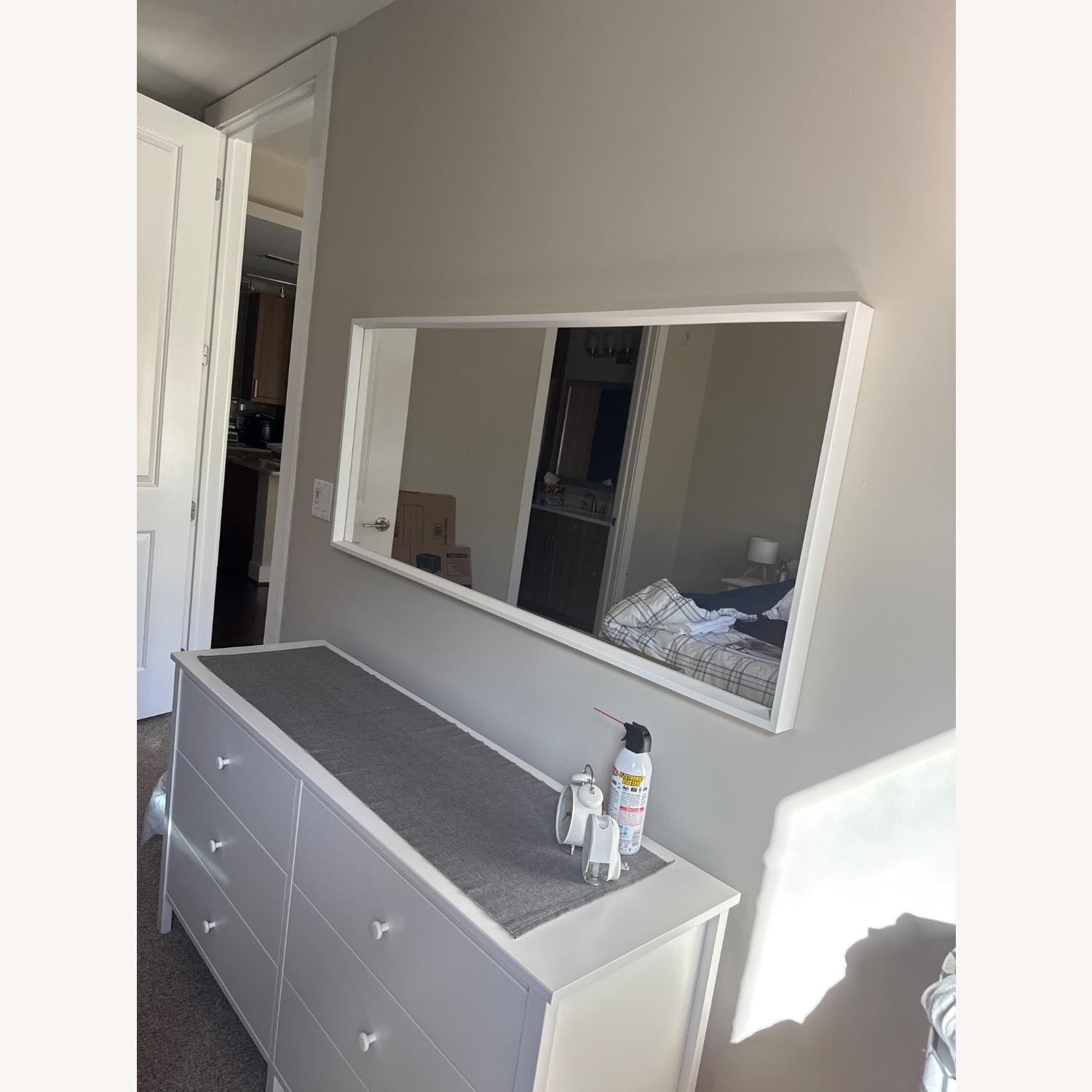 IKEA White Wood Wall Mirror - image-2