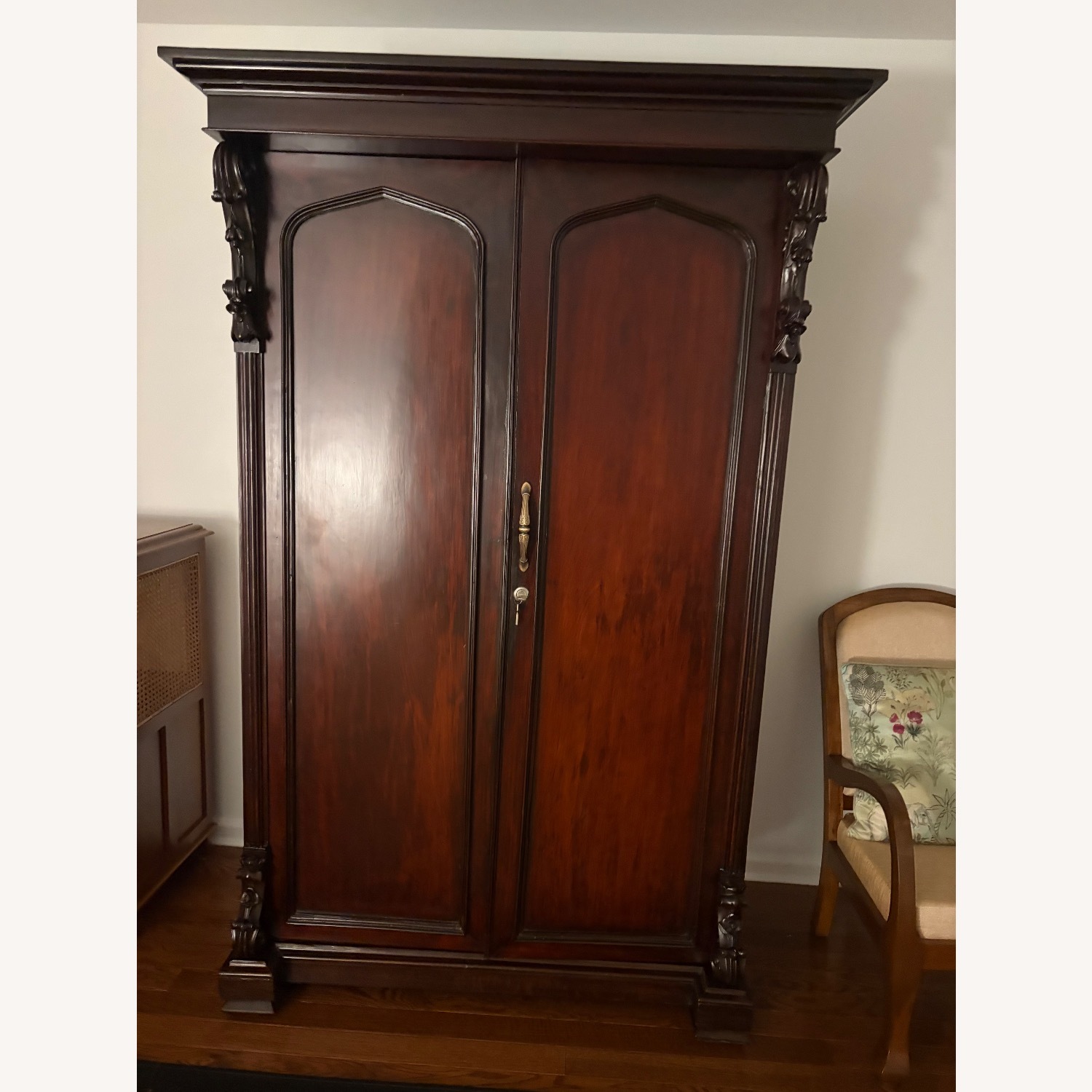 British Colonial Carved Rosewood Antique Armoire - image-0