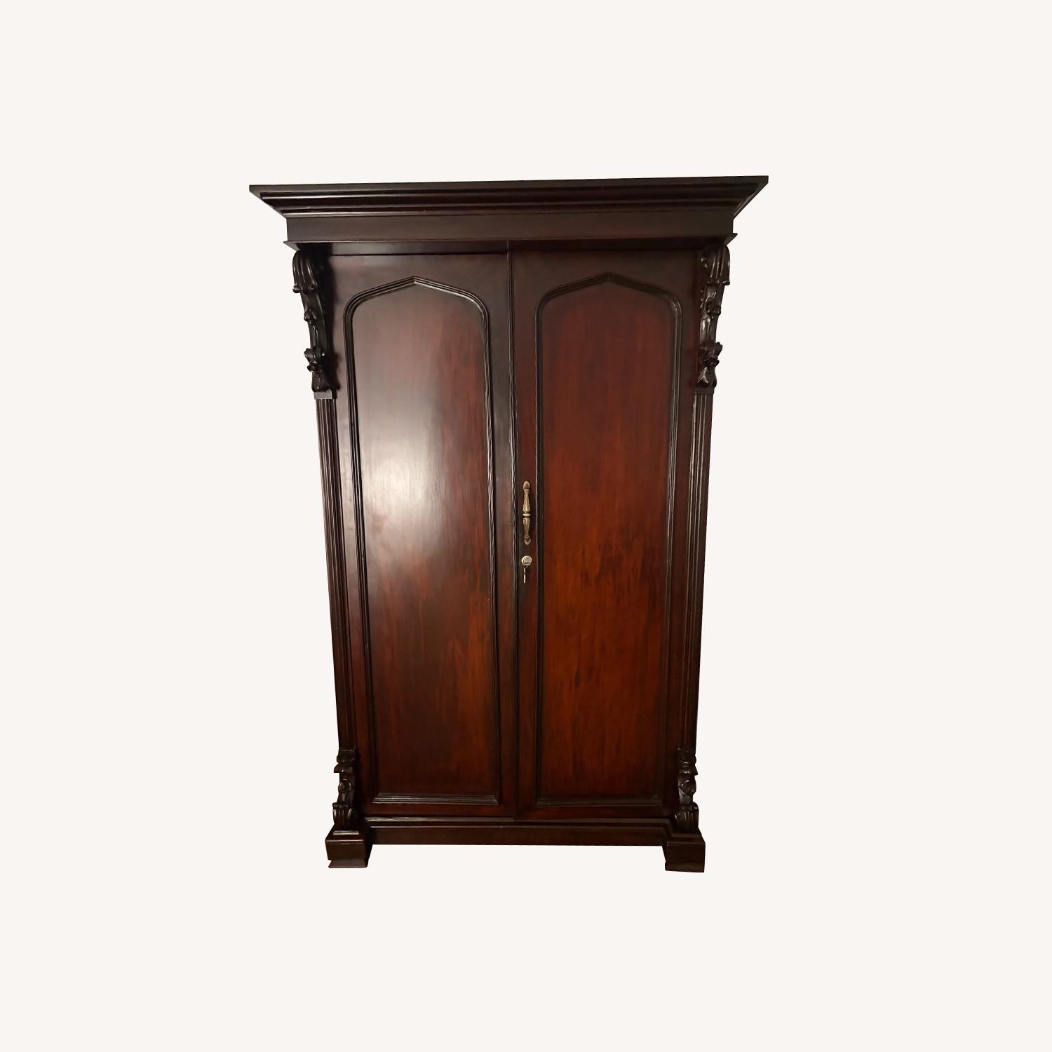 British Colonial Carved Rosewood Antique Armoire - image-0
