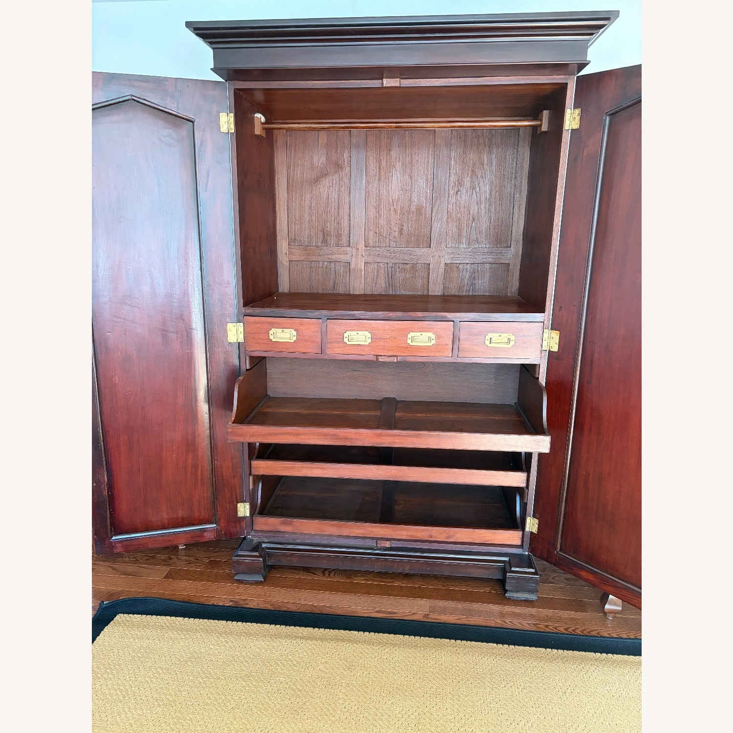 British Colonial Carved Rosewood Antique Armoire - image-2