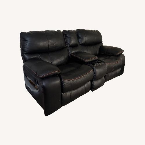 Used Black Leather 3+ Seater Sofa for sale on AptDeco