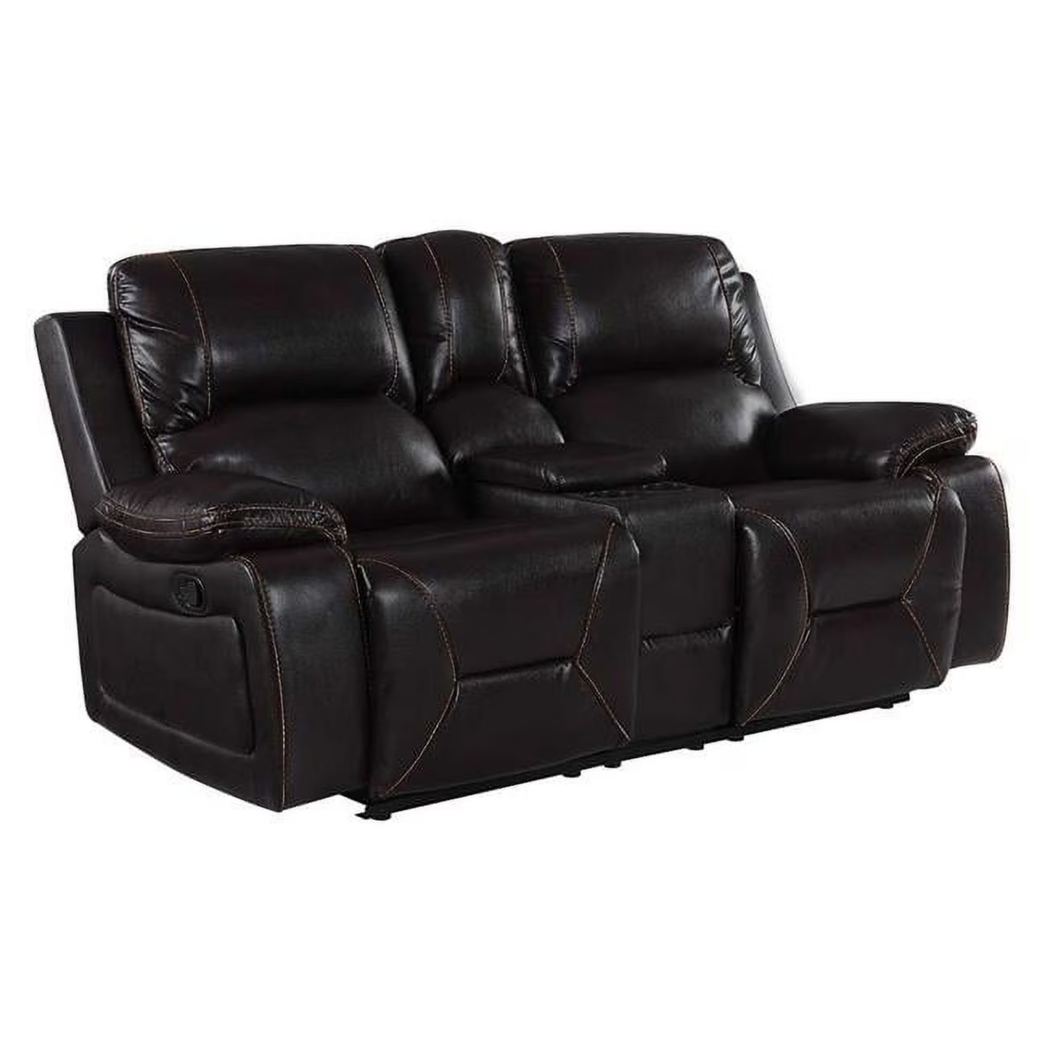 Black Leather 3+ Seater Sofa - image-4