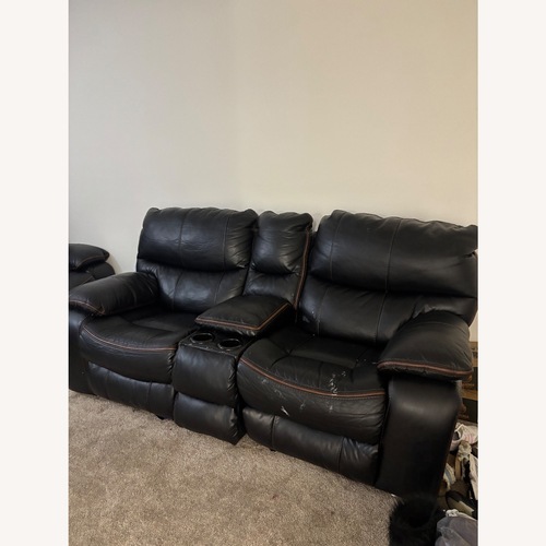 Used Black Leather 3+ Seater Sofa for sale on AptDeco