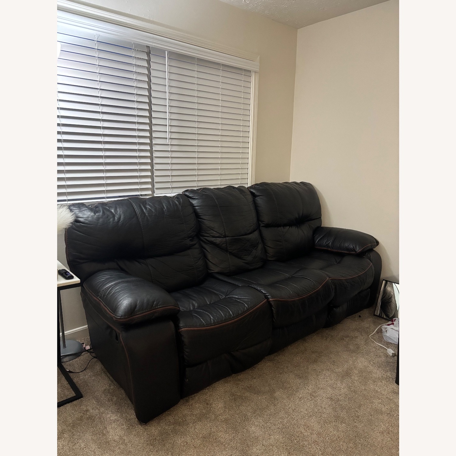 Black Leather 3+ Seater Sofa - image-3