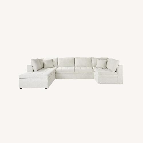 Used Rooms To Go Cindy Crawford Natural Fabric 3+ Piece Sectional for sale on AptDeco