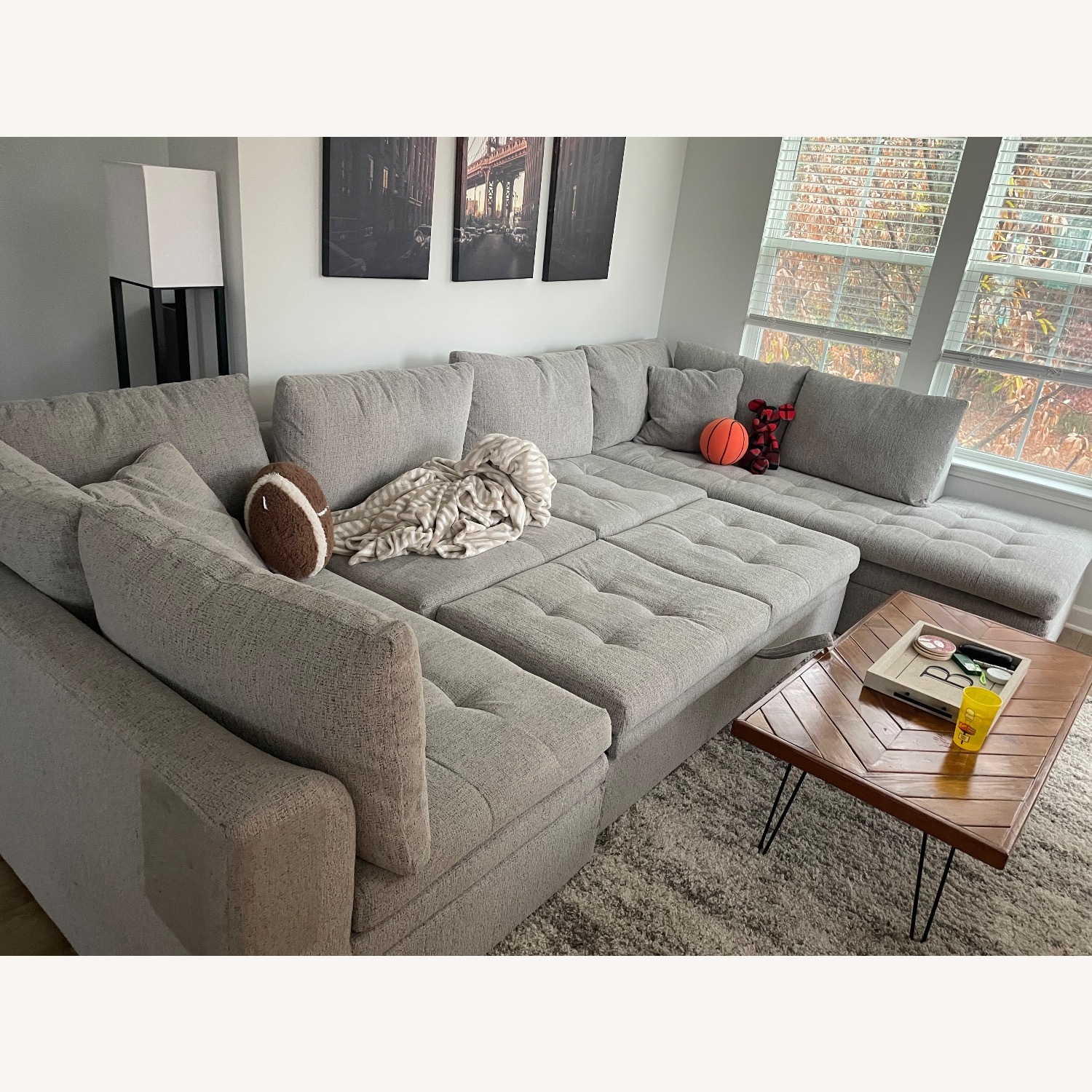 Rooms To Go Cindy Crawford Natural Fabric 3+ Piece Sectional - image-2