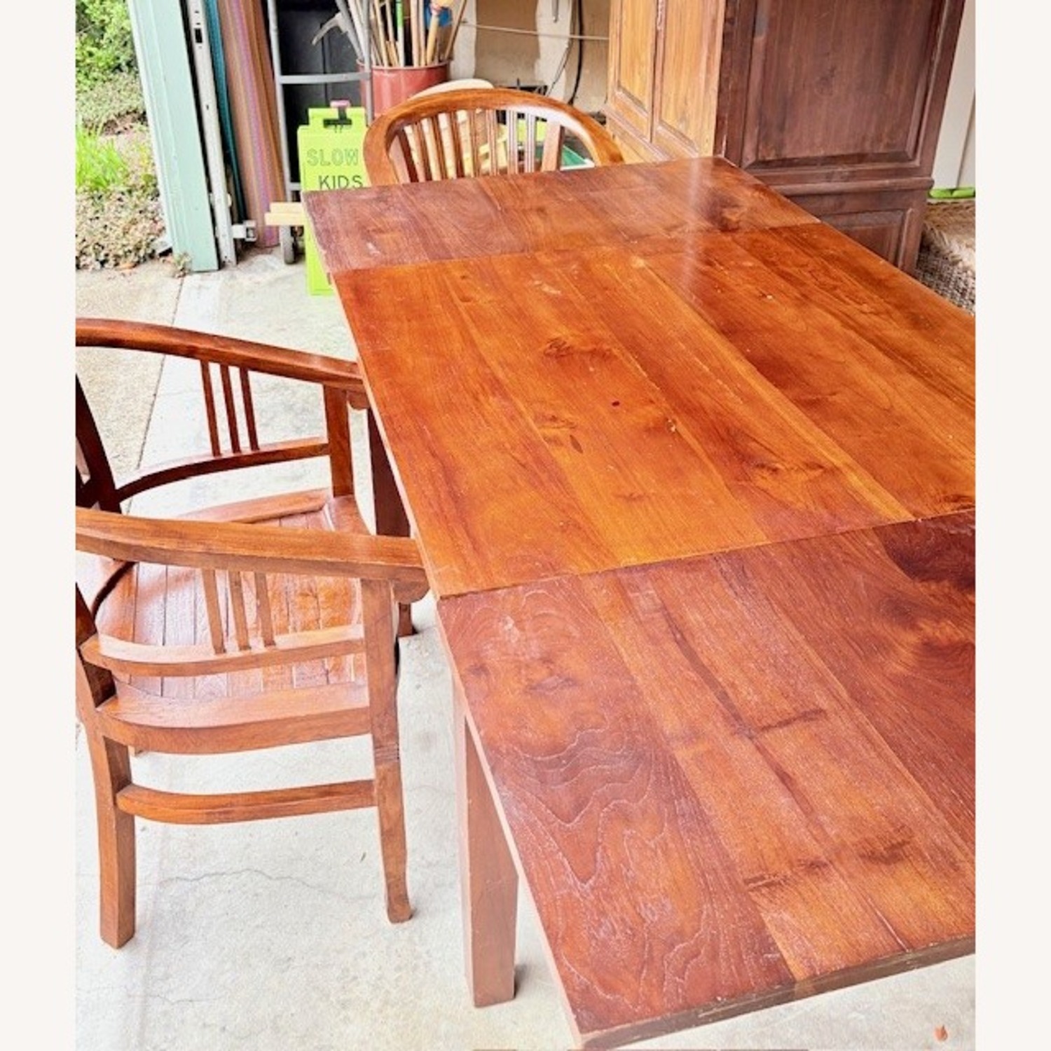 Indonesian Teak Dark Brown Wood Dining Table - image-2