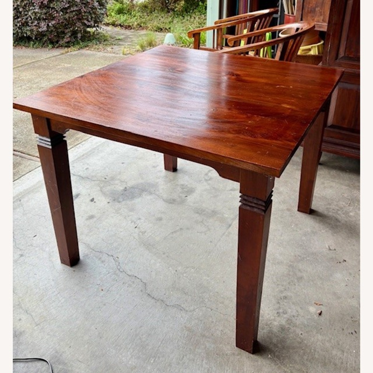 Indonesian Teak Dark Brown Wood Dining Table - image-0