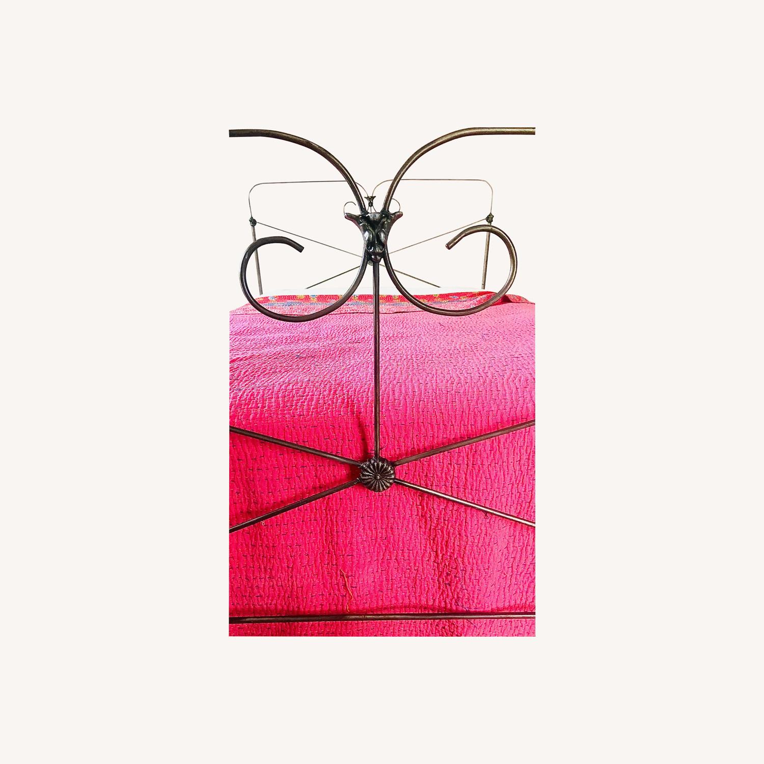 Vintage Dark Gray Wrought Iron Full Bed - image-0