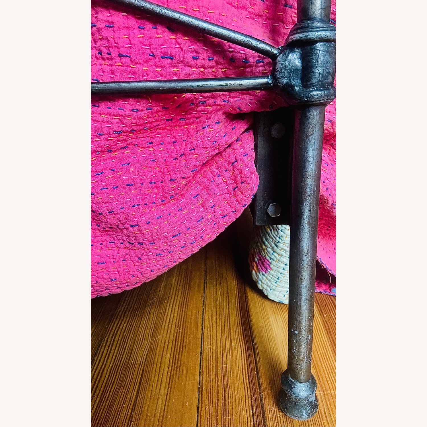 Vintage Dark Gray Wrought Iron Full Bed - image-1