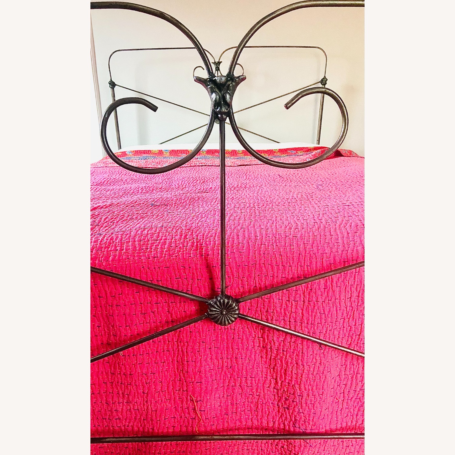 Vintage Dark Gray Wrought Iron Full Bed - image-2