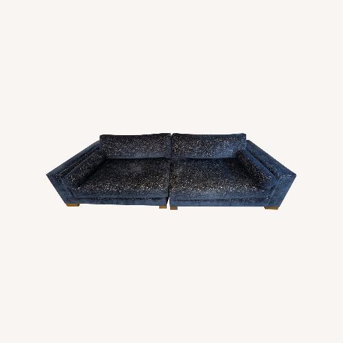 Used Blue Velvet 2 Piece Sectional for sale on AptDeco