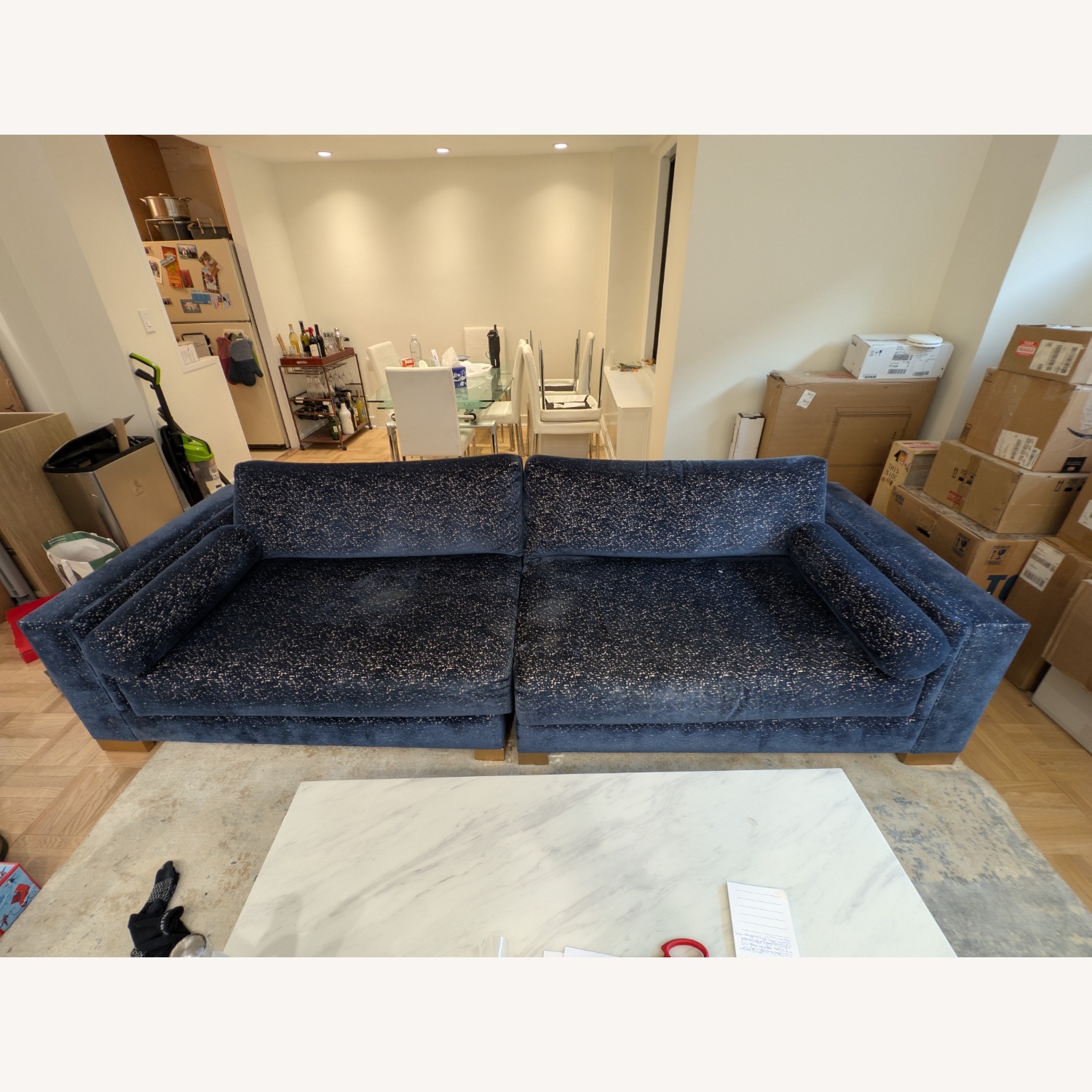 Blue Velvet 2 Piece Sectional - image-1