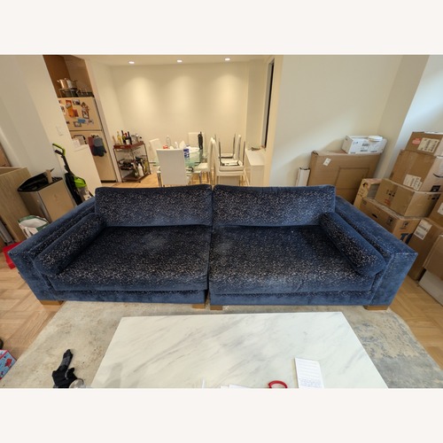 Used Blue Velvet 2 Piece Sectional for sale on AptDeco