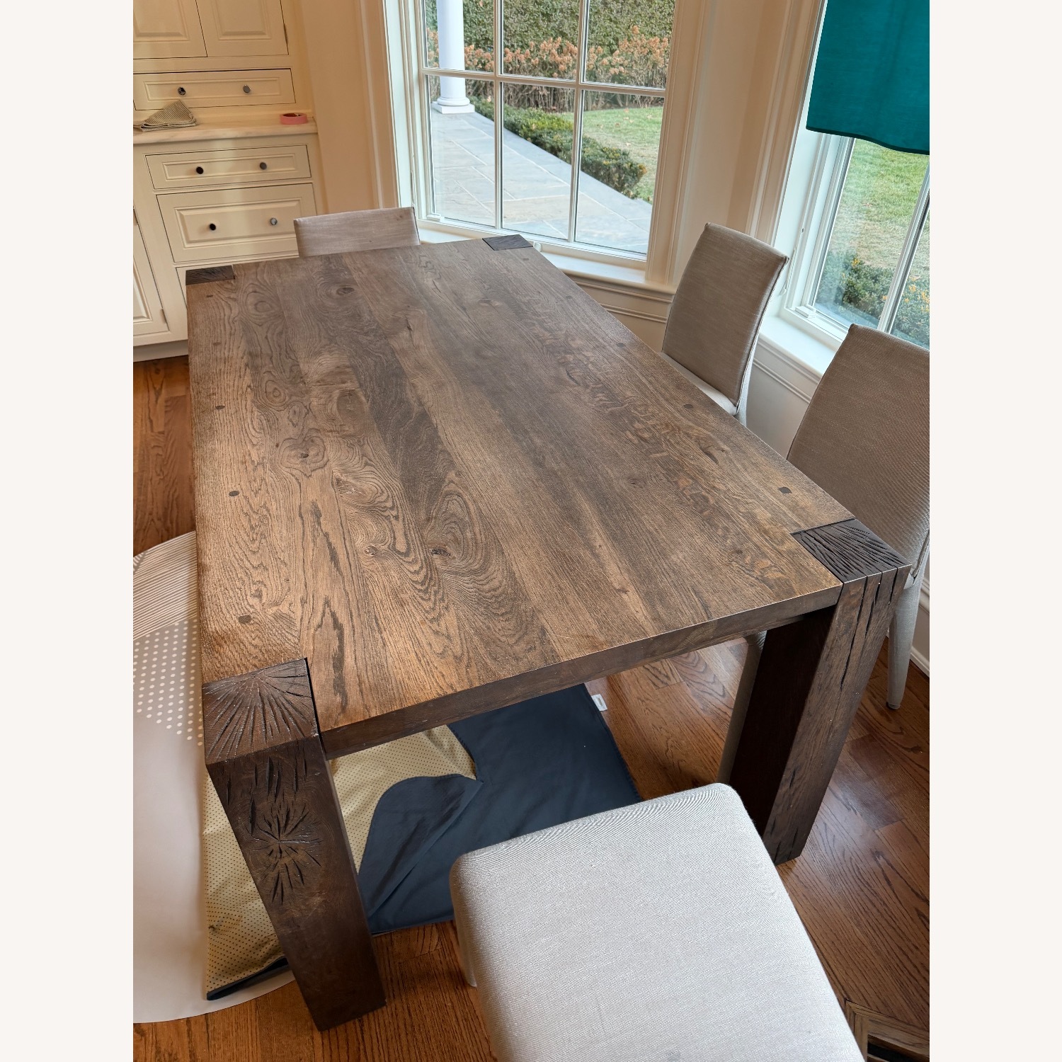 Crate & Barrel Wood Dining Table and bench - image-9