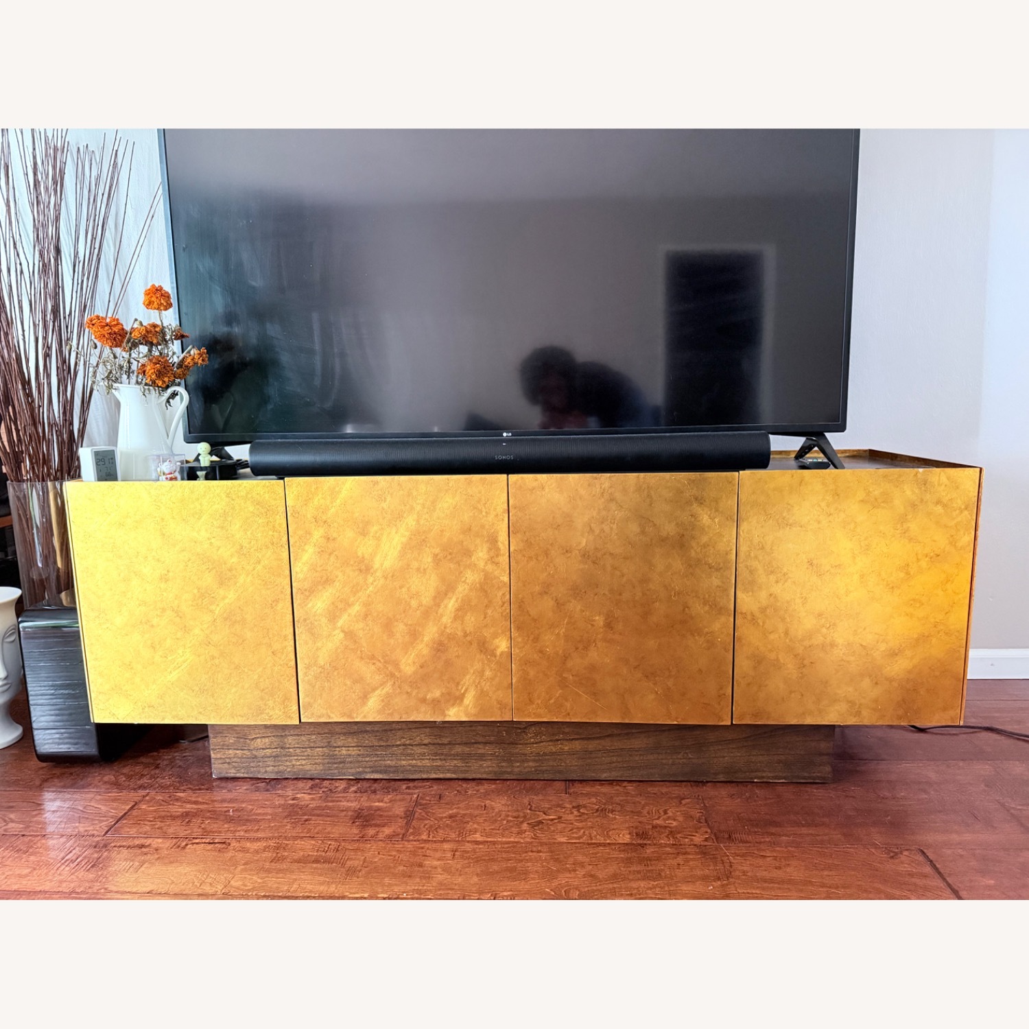 CB2 Gold Wood Sideboard - image-1