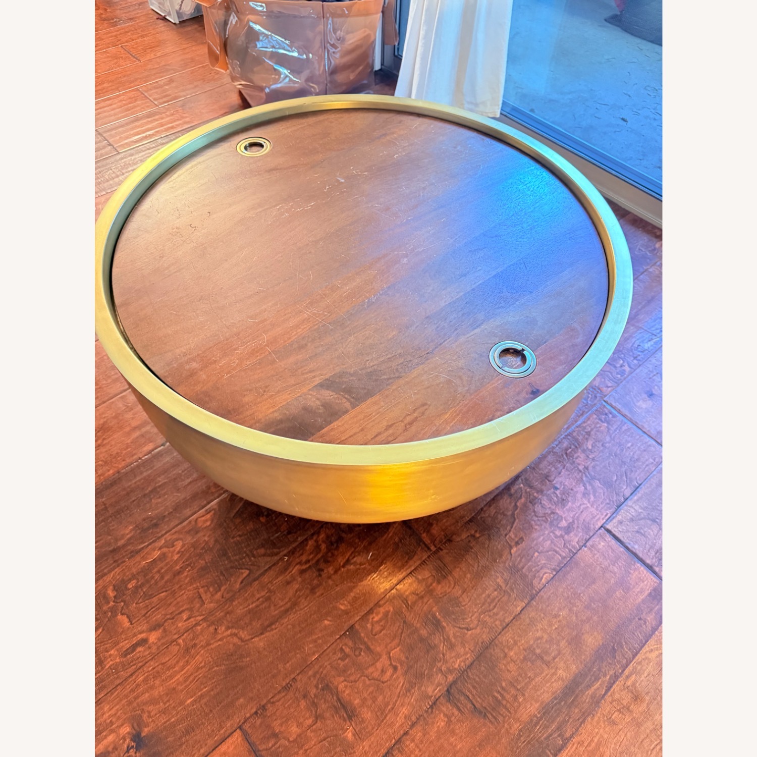 West Elm Dark Brown Wood Coffee Table - image-2