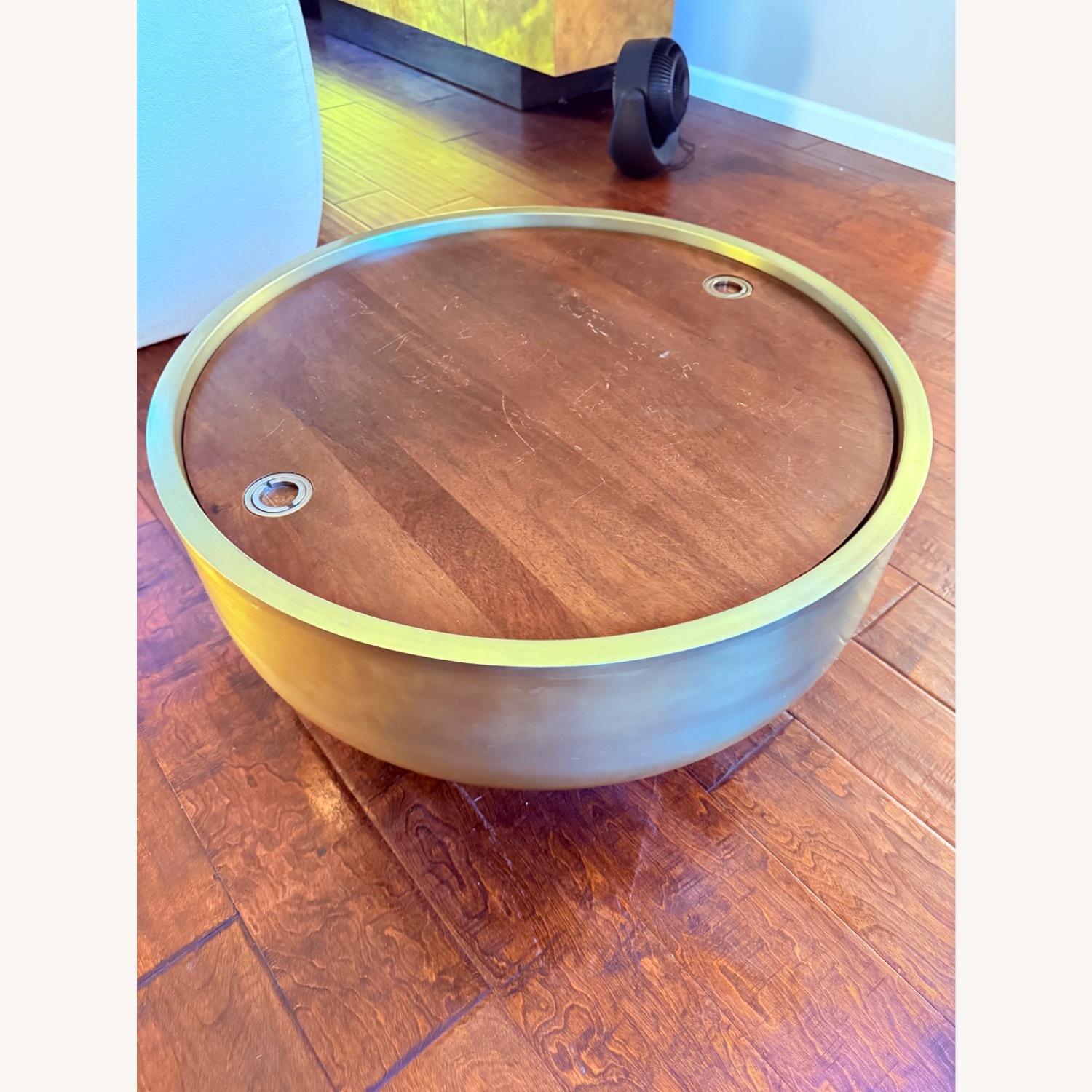 West Elm Dark Brown Wood Coffee Table - image-4