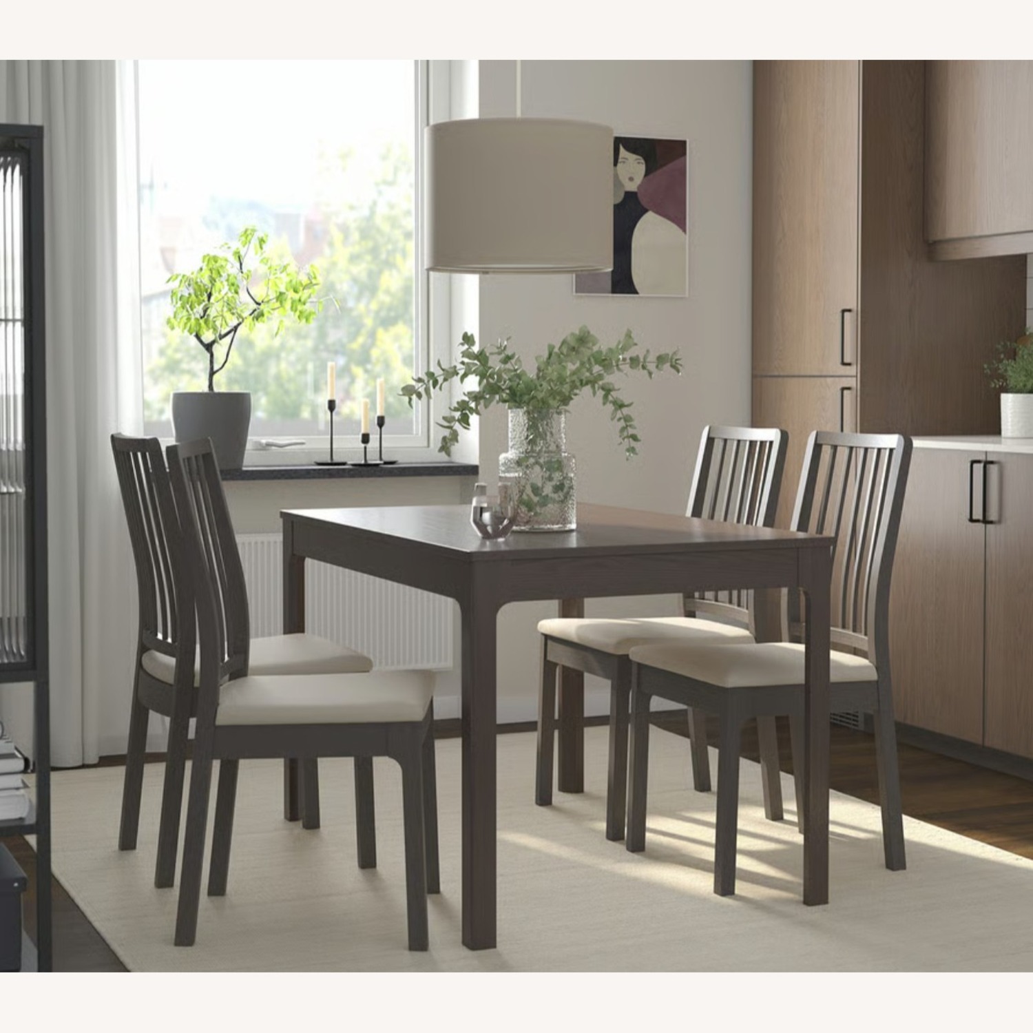 IKEA Dark Brown Wood Dining Set with 4 Chairs - image-1