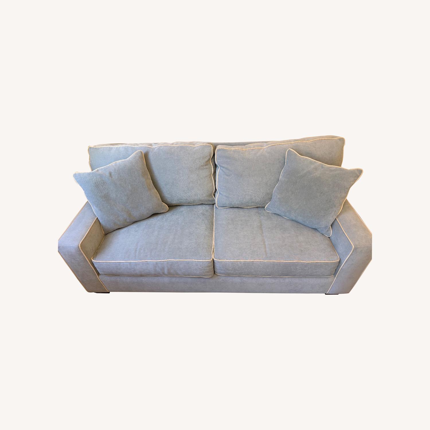 Light Blue Microsuede Sleeper Sofa - image-0