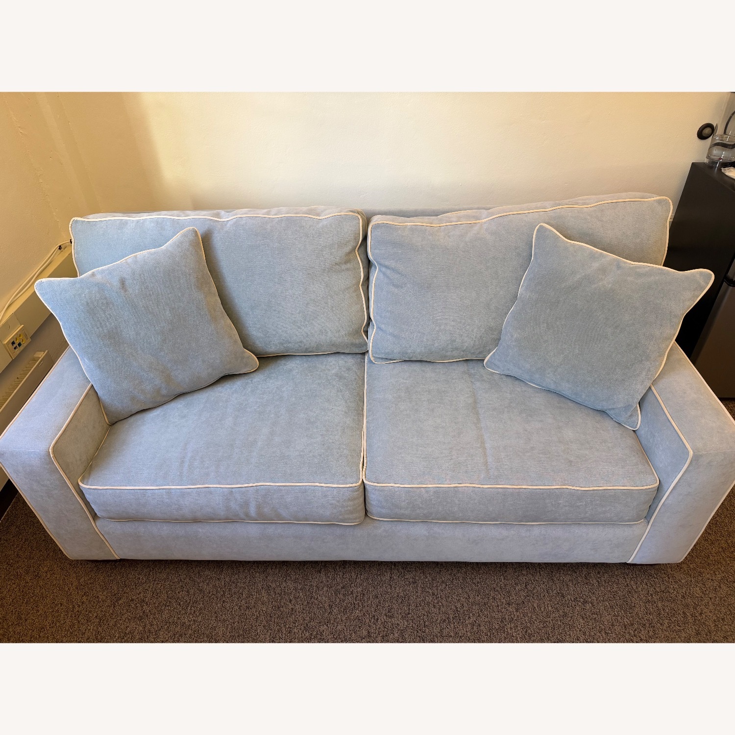 Light Blue Microsuede Sleeper Sofa - image-1