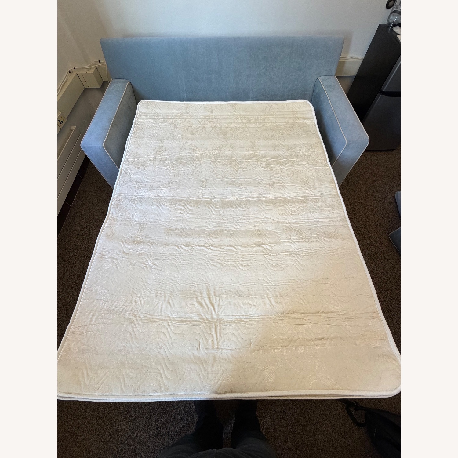 Light Blue Microsuede Sleeper Sofa - image-2