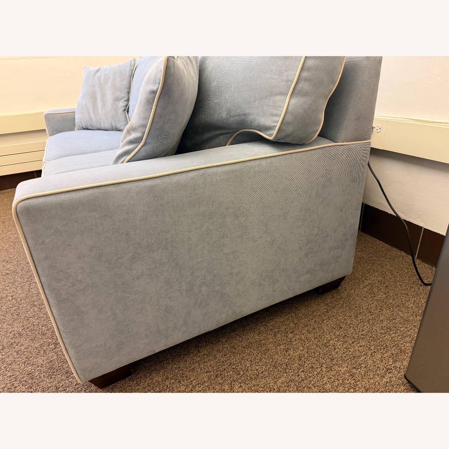 Light Blue Microsuede Sleeper Sofa - image-3