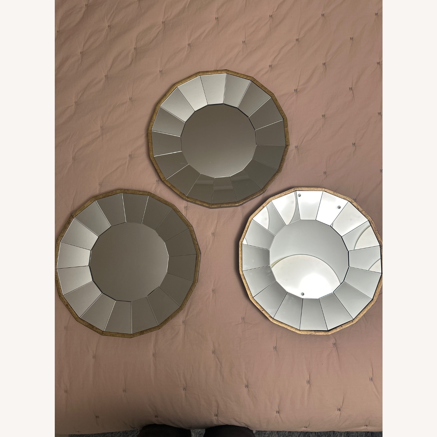 Pottery Barn Antique Gold Beveled Mirrors - image-1