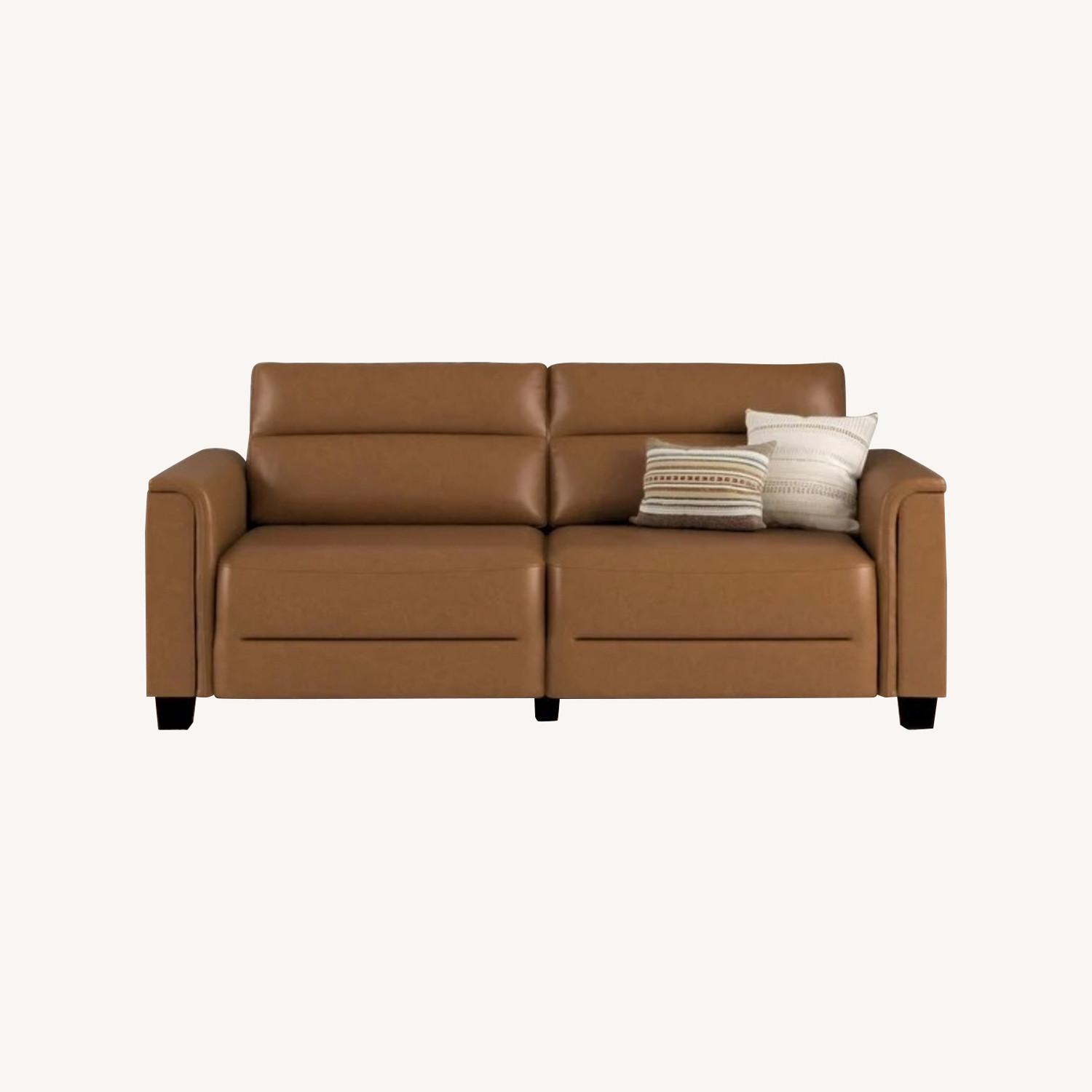 Walmart Light Brown Faux Leather 2 Seater Sofa - image-0